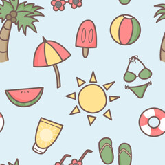 Summer cartoon seamless pattern