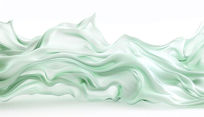 Pale mint green wave-like abstract pattern, starkly isolated on a white background, HD clarity.