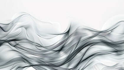 Pewter gray abstract wavy pattern, starkly isolated on a white background, high-resolution.