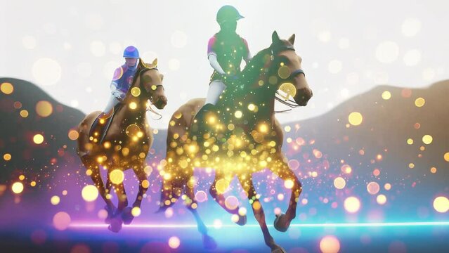 Two jockeys riding horses in a race