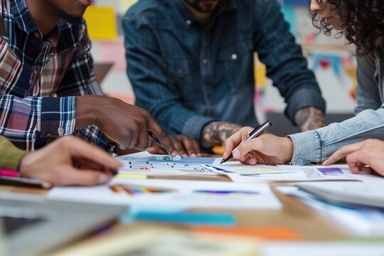 Creative Colleagues Discuss New Business Opportunities, Chat in the Office Meeting Room