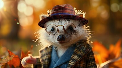 Quirky Quills, Cute Hedgehog Sporting Trendy Attire. Generative Ai