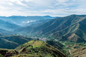 mountainous landscape with the Colombian municipality of San Joaquin, Santander