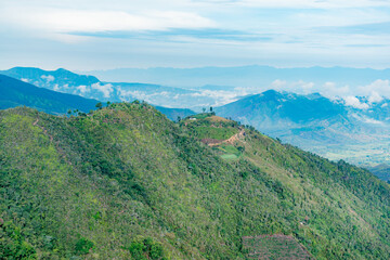 landscape of the mountains of Colombia at dawn with a valley in the background