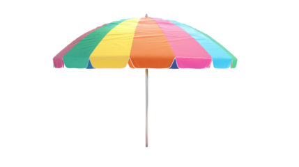 Summer s, Colorful beach umbrella, 3d rendering, white background, png transparent 