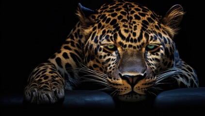 Naklejka premium Intense Gaze of a Majestic Leopard