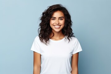 Smiling woman with curly hair