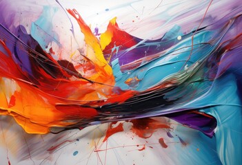 Vibrant abstract art painting with dynamic colors