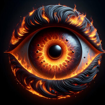 Ojo de fuego, lava y ceniza