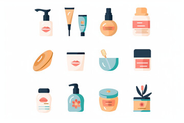 Skin care icon set. Flat style icons pack. Vector illustration. vector icon, white background,