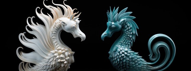 Majestic fantasy dragon sculptures