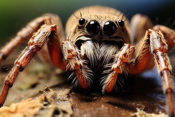Extreme close-up of a furry spider