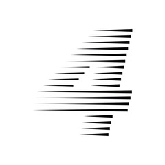 Number 4 with Abstract Line Pattern