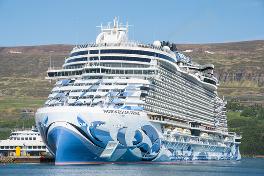 Cruise ship Norwegian Prima in port of Akureyri