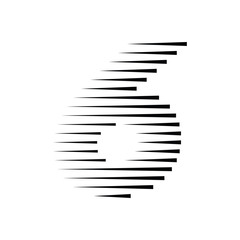 Number 6 with Abstract Line Pattern