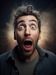 Surprised man with wide open mouth