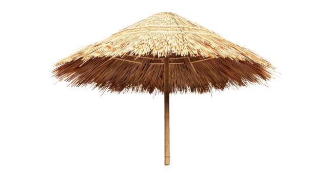 Straw Beach Umbrella. Isolated on white background. png transparent