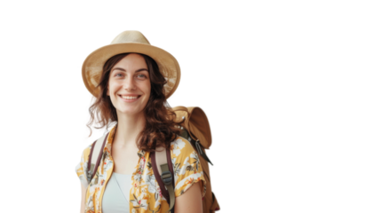 Smiling Summer Travel Attire on White Background. png transparent