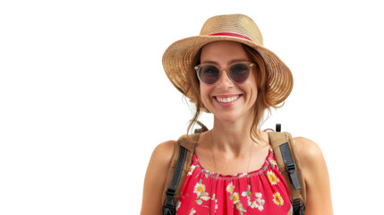 Smiling Summer Travel Attire on White Background. png transparent