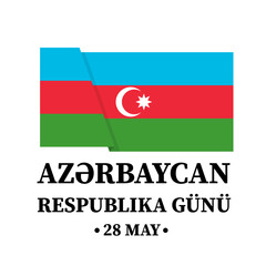 Azerbaijan Republic Day typography poster in Azerbaijani language. National holiday celebrated on May 28. Vector template for banner, greeting card, flyer, etc.