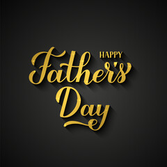 Happy Fathers Day gold calligraphy. Father day celebration typography poster. Vector template for banner, greeting card, flyer, postcard, etc.