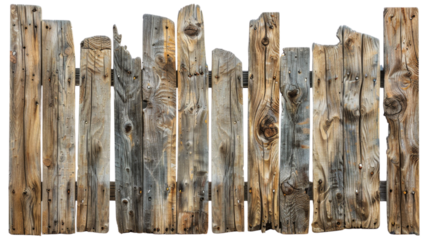 Rustic wooden fence, cut out isolated on white background , png transparent 