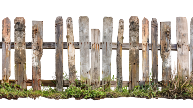 Rustic wooden fence, cut out isolated on white background , png transparent 