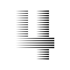 Number 4 with Abstract Line Pattern