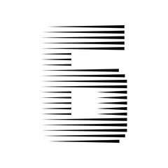 Number 6 with Abstract Line Pattern
