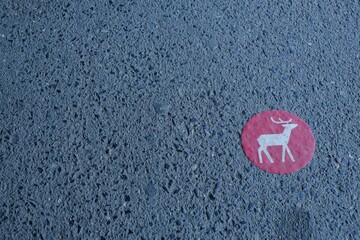 nara deer mark on the platform of Miwa station , Sakurai, Nara