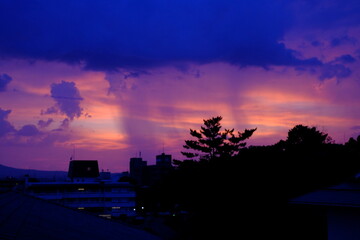 sunset over the city of Nara, Japan