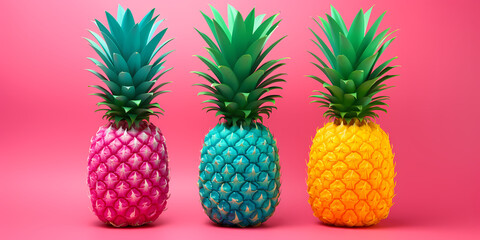 set of pineapple. Pineapple Background with Copy Space for Text