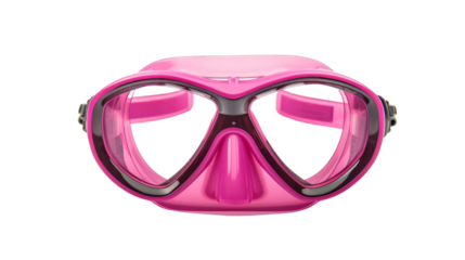 Pink scuba diving googles isolated png file on white background, transparent