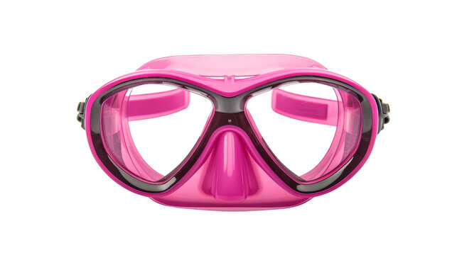 Pink scuba diving googles isolated png file on white background, transparent