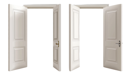 Open home door elements for open and close isolated on white png background, interior design concept