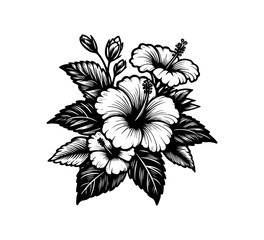 Hibiscus flower hand drawn vector