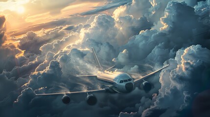 Fototapeta premium plane on cloud