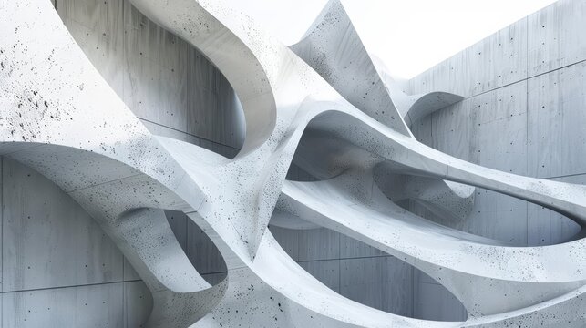Generate an image of a concrete wall with parametric shapes.