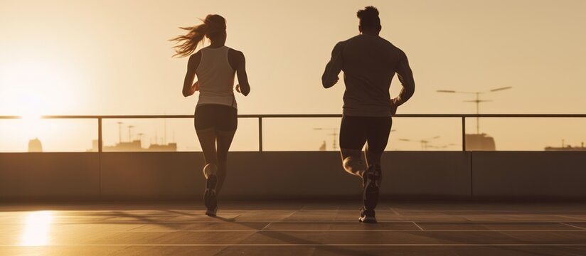 A couple goes for a morning run