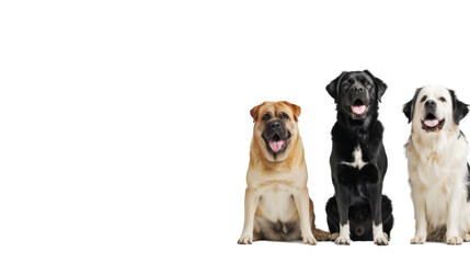 Obraz premium Large Dogs Web Banner Copy Space, isolated on white background, png