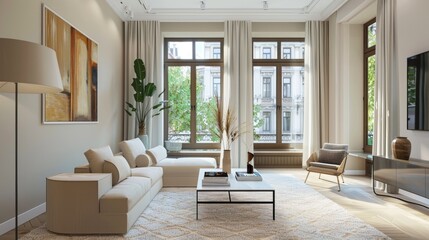 Modern living room AI interior design 