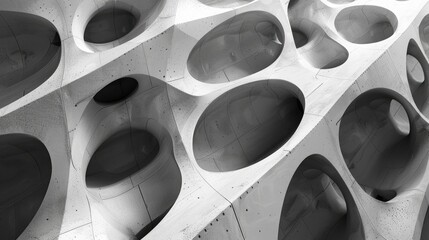 Abstract dark matter meets parametric pattern in solid concrete, a fusion of art and architecture. Ai Generated.