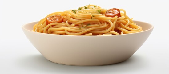 spaghetti in a bowl white background