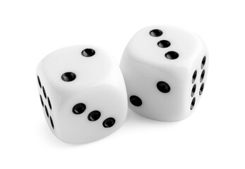 Two dices isolated on white. Game cubes