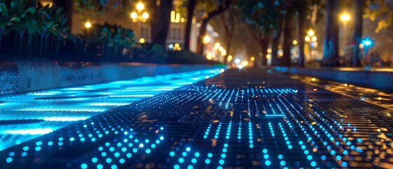 Obraz premium Create a digital painting of a city street at night