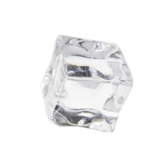One crystal clear ice cube isolated on white