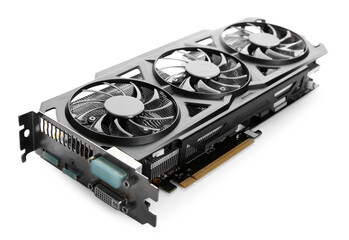 One computer graphics card isolated on white