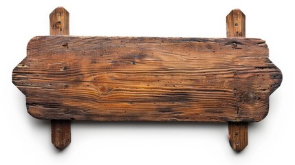 Fototapeta premium A wooden sign isolated on white, a blank canvas ready for messages or a rustic touch of decor. Ai Generated.