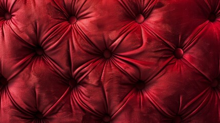 A texture of a red sofa with dotted buttons pattern in the vintage chester style.
