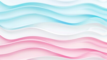 Obraz premium Enter a serene space with a white empty background framed by pastel pink and light blue multi-layered wavy lines, Ai Generated.